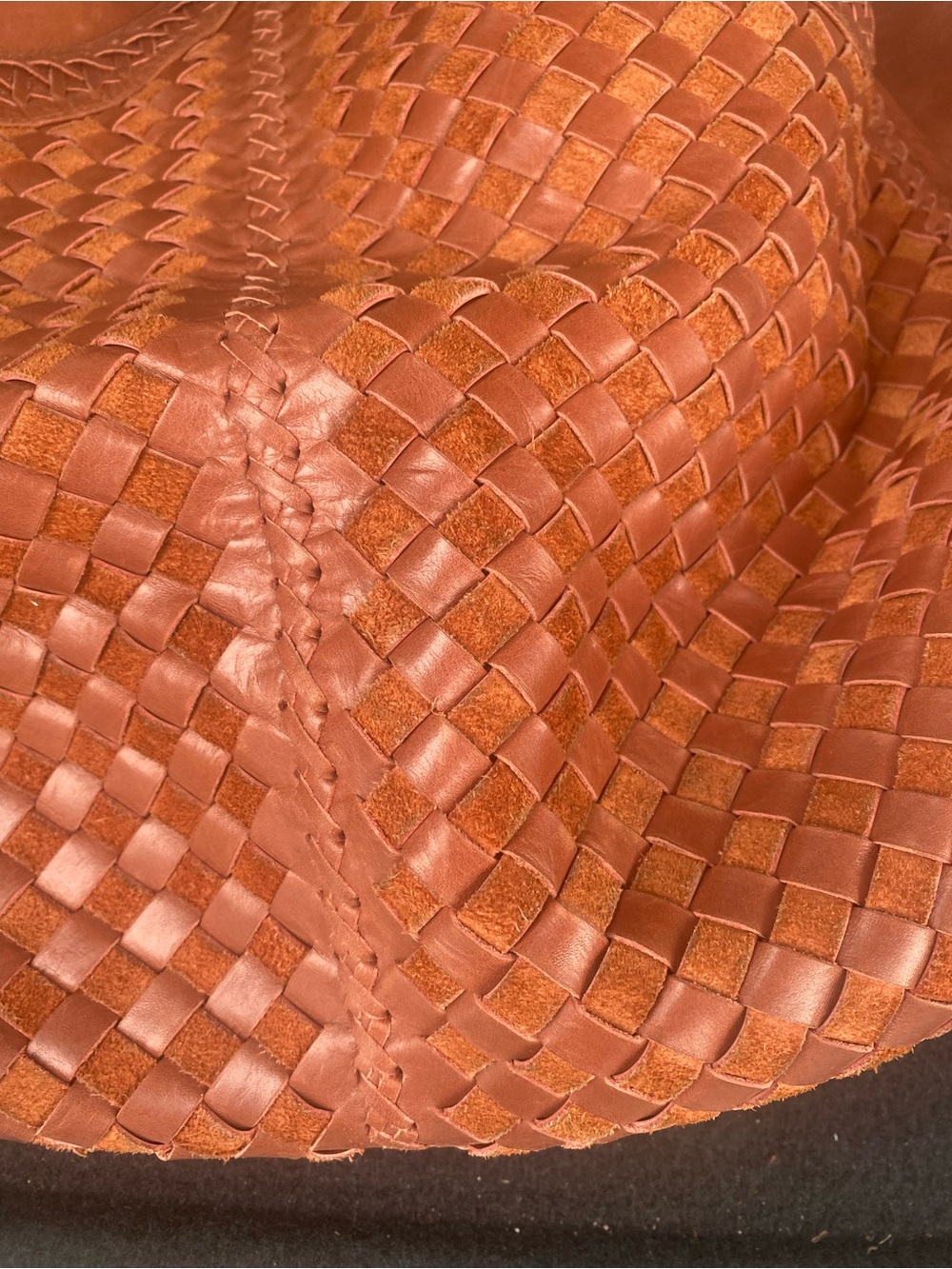 ELF Woven Leather French Lover Oversized Hobo Bag - Cognac - Picture 4 of 16